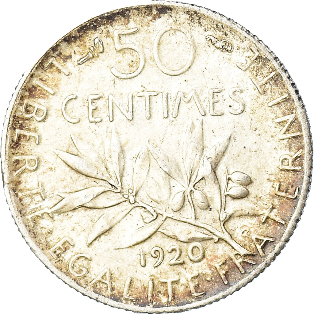 Coin, France, Semeuse, 50 Centimes, 1920, Paris, VF(20-25), Silver, KM:854