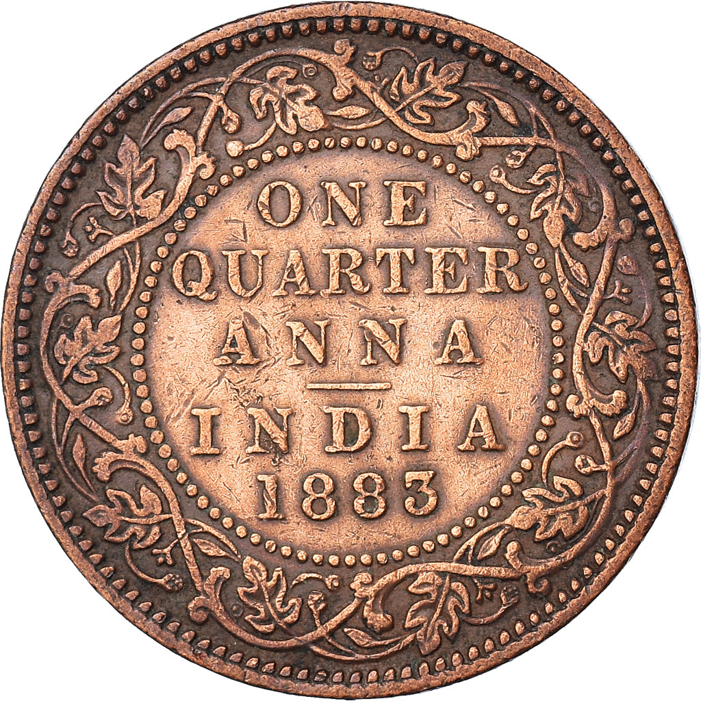 Coin, INDIA-BRITISH, Victoria, 1/4 Anna, 1883, EF(40-45), Copper, KM:486