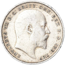 Coin, Great Britain, Edward VII, 3 Pence, 1908, EF(40-45), Silver, KM:797.2