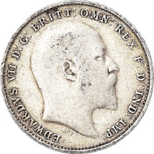 Coin, Great Britain, Edward VII, 3 Pence, 1908, VF(30-35), Silver, KM:797.2