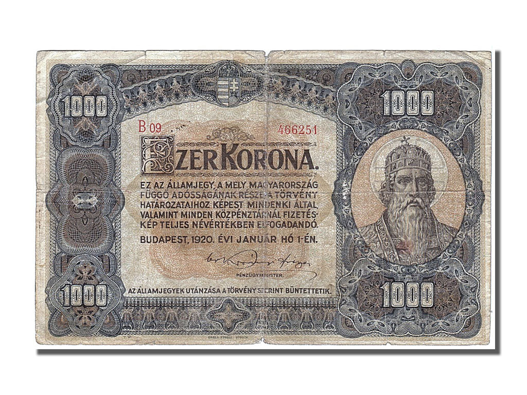 Hungary, 1000 Korona, 1920, KM #66a, 1920-01-01, EF(40-45), B09