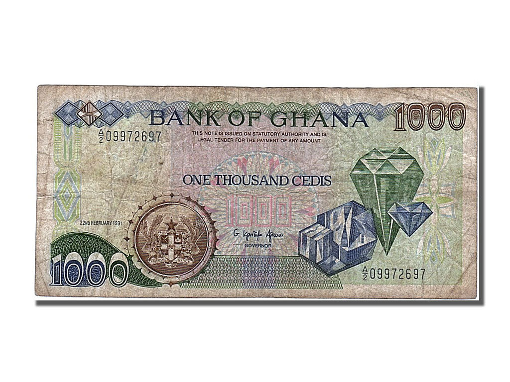 Ghana, 1000 Cedis, 1991, KM #29a, 1991-02-22, EF(40-45), A2