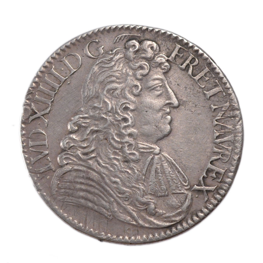 Moneda, Francia, Louis XIV, 1/2 Écu à la cravate, 1/2 Ecu, 1681, Paris, MBC