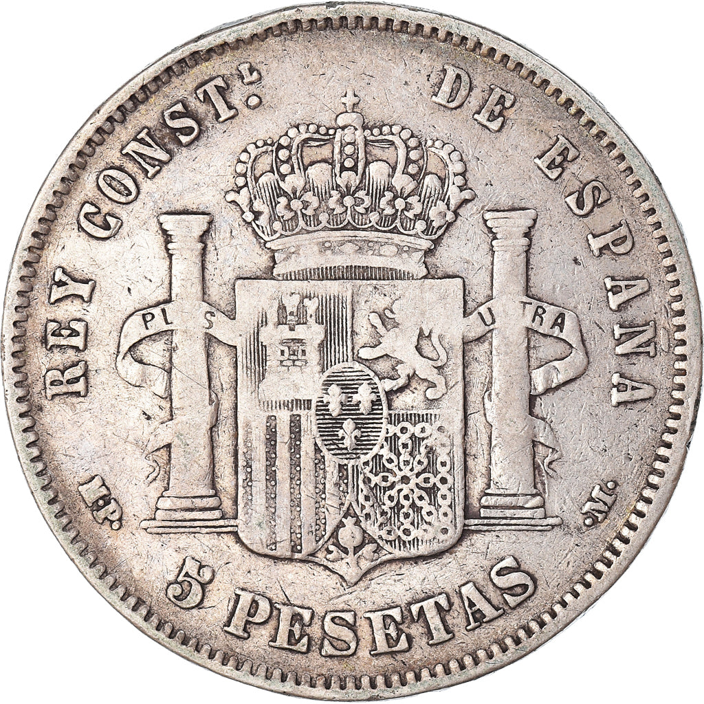 Moneda, España, Alfonso XIII, 5 Pesetas, 1888, Madrid, BC+, Plata, KM:689