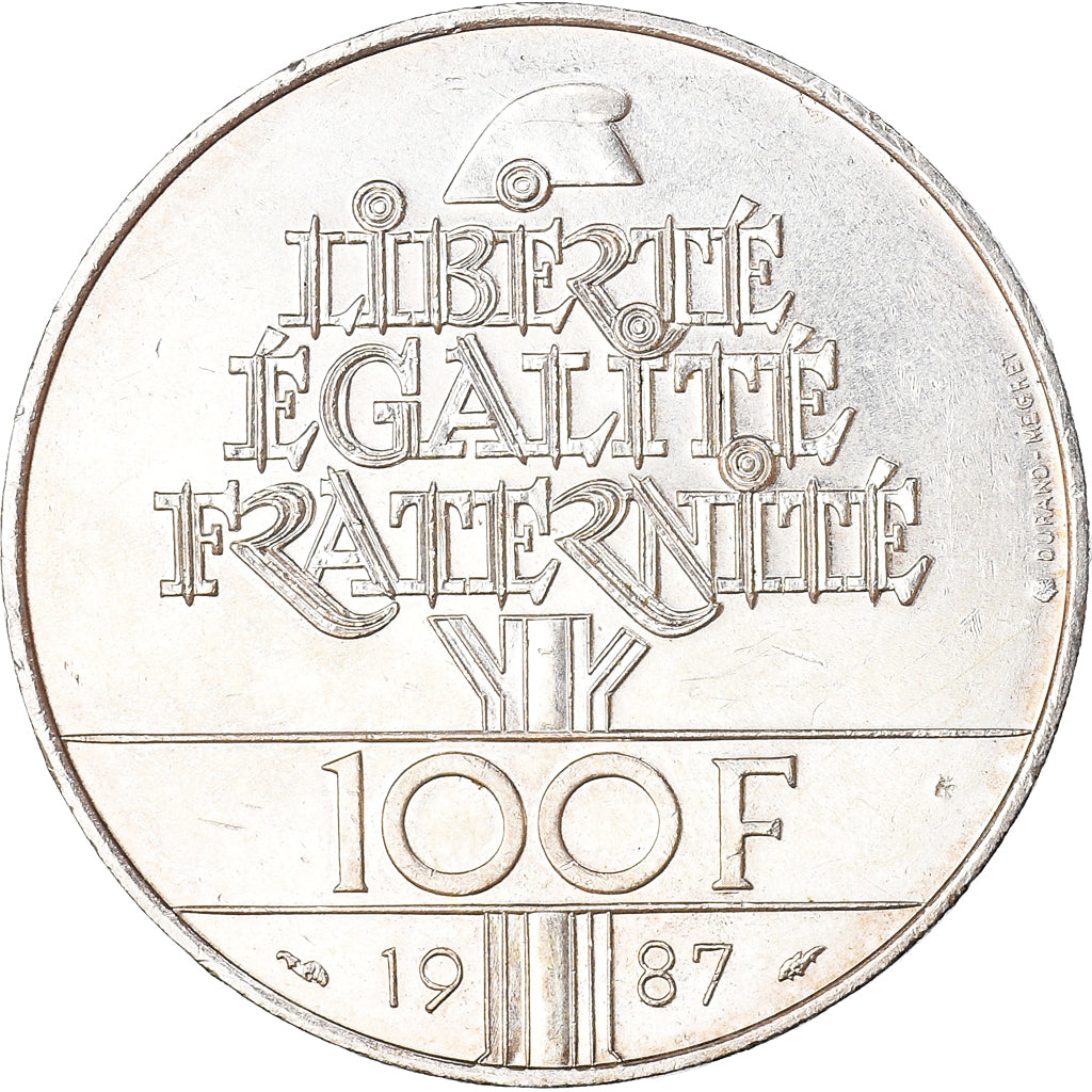Coin, France, Lafayette, 100 Francs, 1987, EF(40-45), Silver, KM:962
