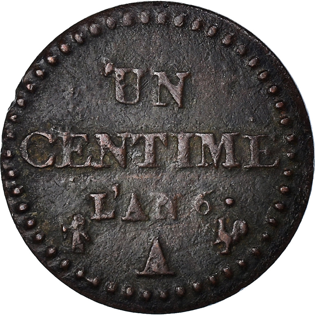Moneta, Francia, Dupré, Centime, AN 6, Paris, BB, Bronzo, KM:646, Gadoury:76
