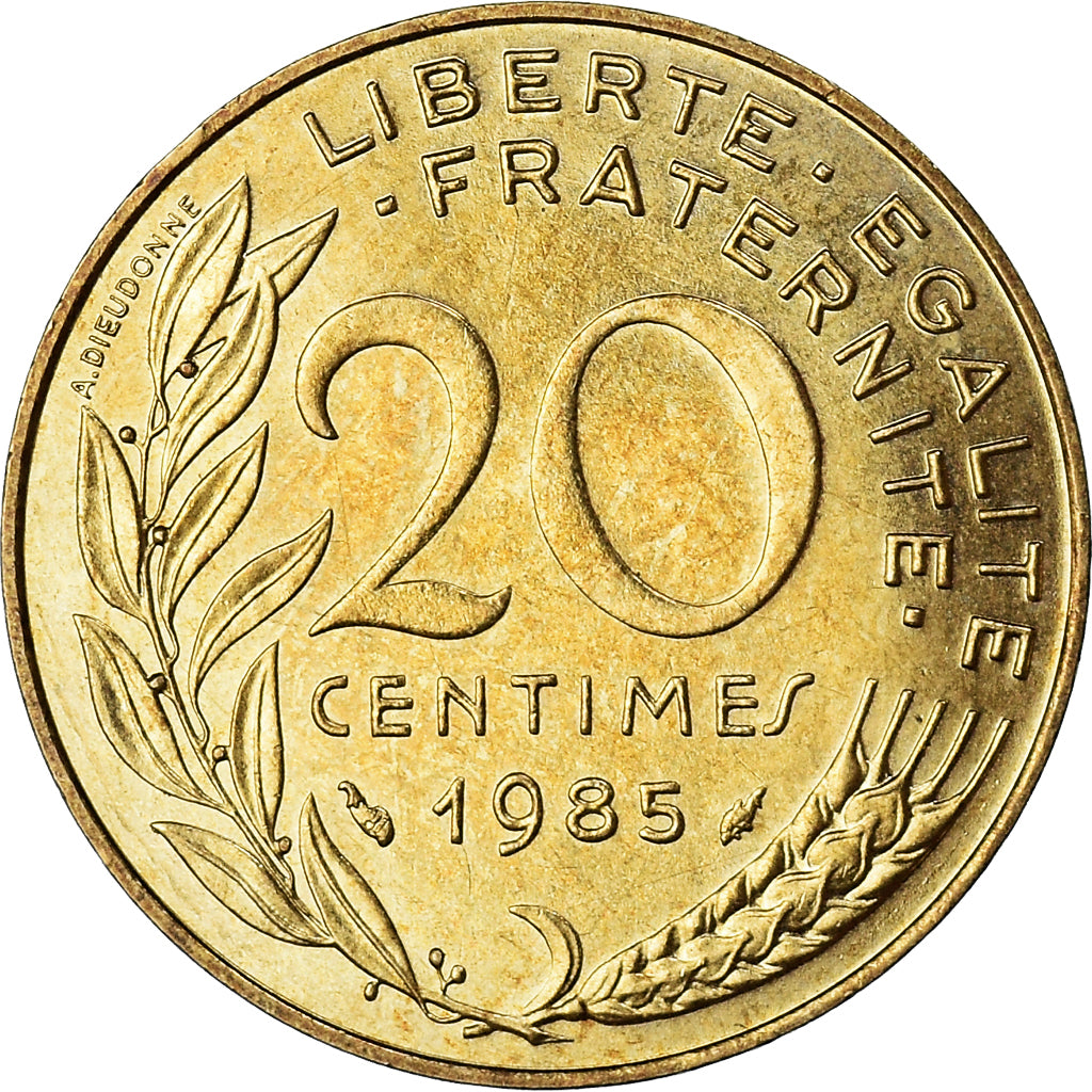 Coin, France, Marianne, 20 Centimes, 1985, Paris, AU(50-53), Aluminum-Bronze