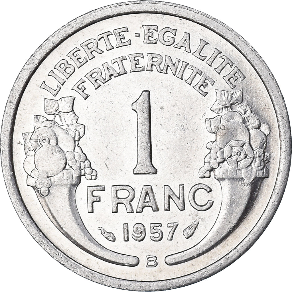 Coin, France, Morlon, Franc, 1957, Beaumont - Le Roger, AU(55-58), Aluminum