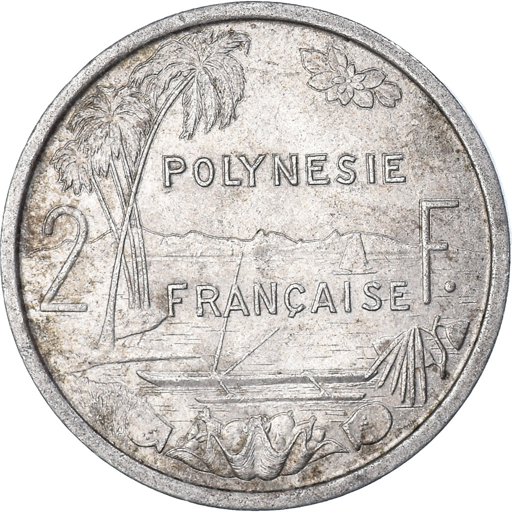 Moeda, Polinésia Francesa, 2 Francs, 1973, Paris, VF(30-35), Alumínio, KM:10