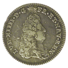 FRANCE, 1/8 Ecu, 1686, Lille, AU(50-53), Silver, Gadoury #130, 4.60
