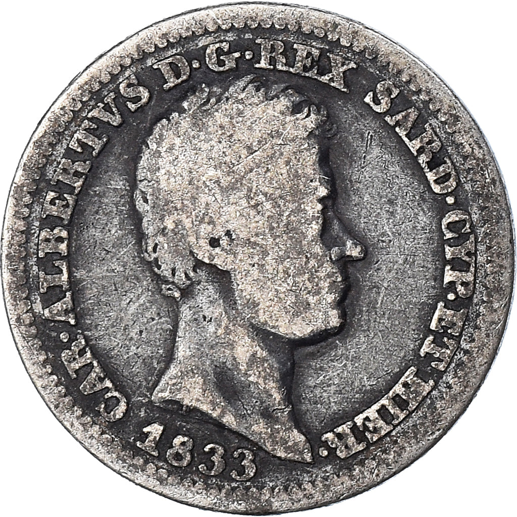 Coin, ITALIAN STATES, SARDINIA, Carlo Alberto, 50 Centesimi, 1833, Torino