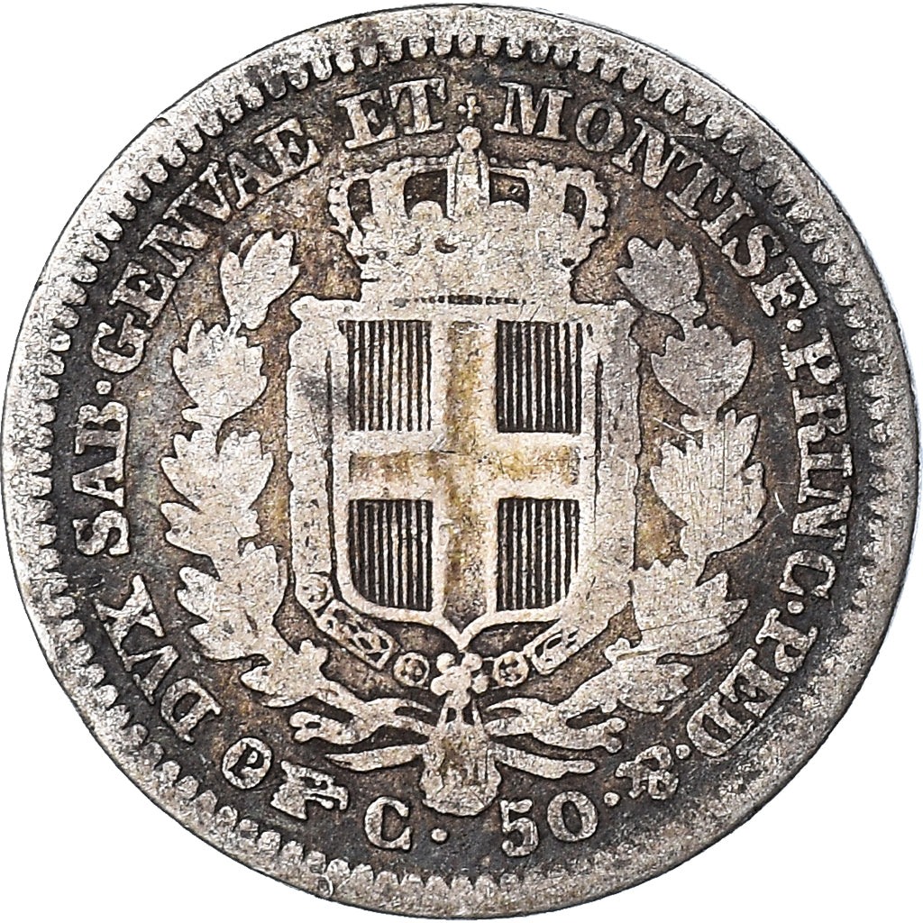 Coin, ITALIAN STATES, SARDINIA, Carlo Alberto, 50 Centesimi, 1833, Torino