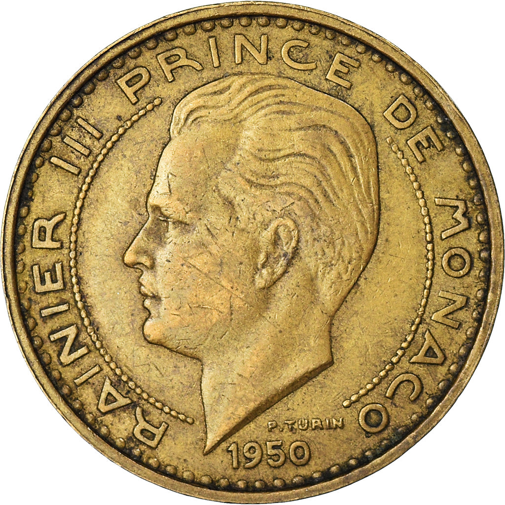 Coin, Monaco, Rainier III, 50 Francs, Cinquante, 1950, Monaco, EF(40-45)