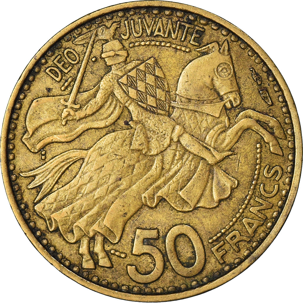 Coin, Monaco, Rainier III, 50 Francs, Cinquante, 1950, Monaco, EF(40-45)