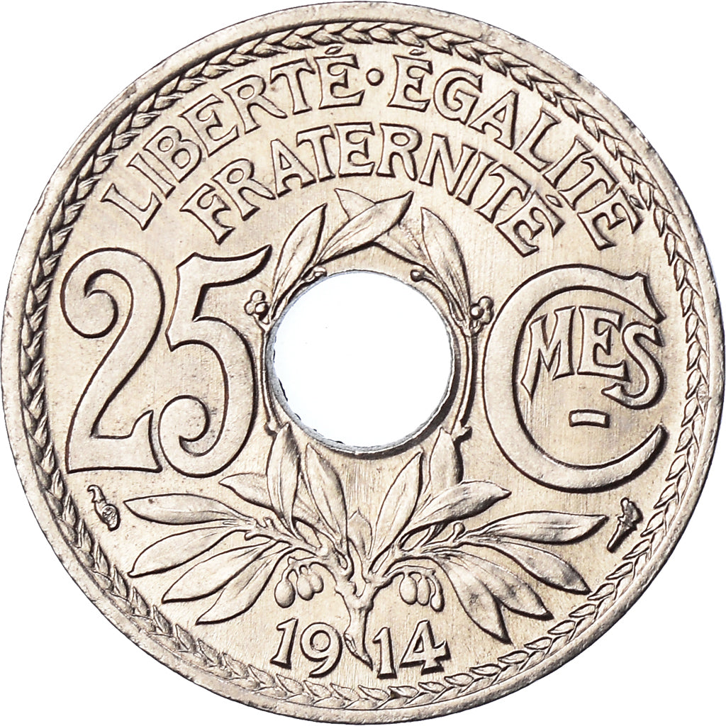 Munten, Frankrijk, Lindauer, 25 Centimes, 1914, Souligné, PR, Nickel, KM:867