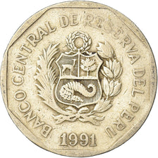 Coin, Peru, Nuevo Sol, 1991, Lima, VF(30-35), Copper-Nickel-Zinc, KM:308.1