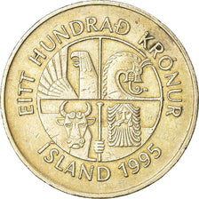 Moneta, Islanda, 100 Kronur, 1995, BB, Nichel-ottone, KM:35