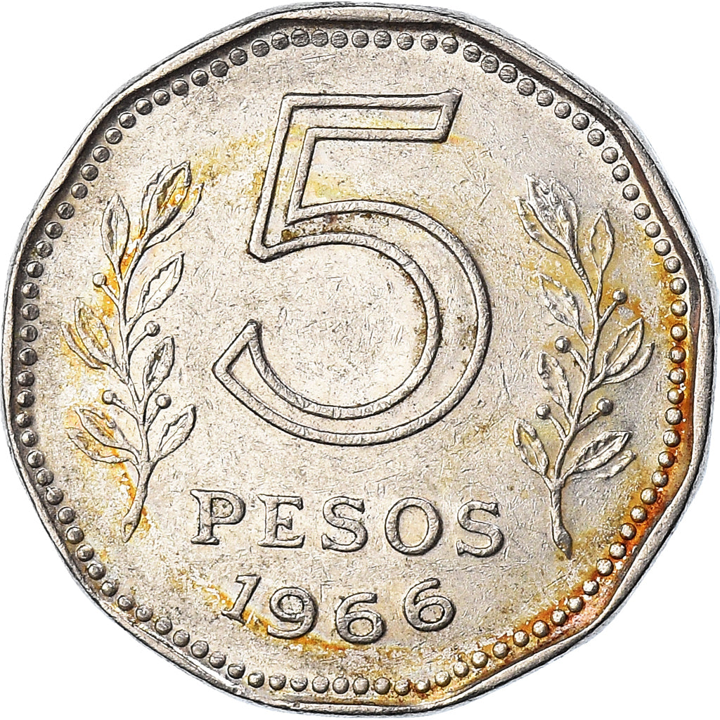 Monnaie, Argentine, 5 Pesos, 1966, TTB, Nickel Clad Steel, KM:59