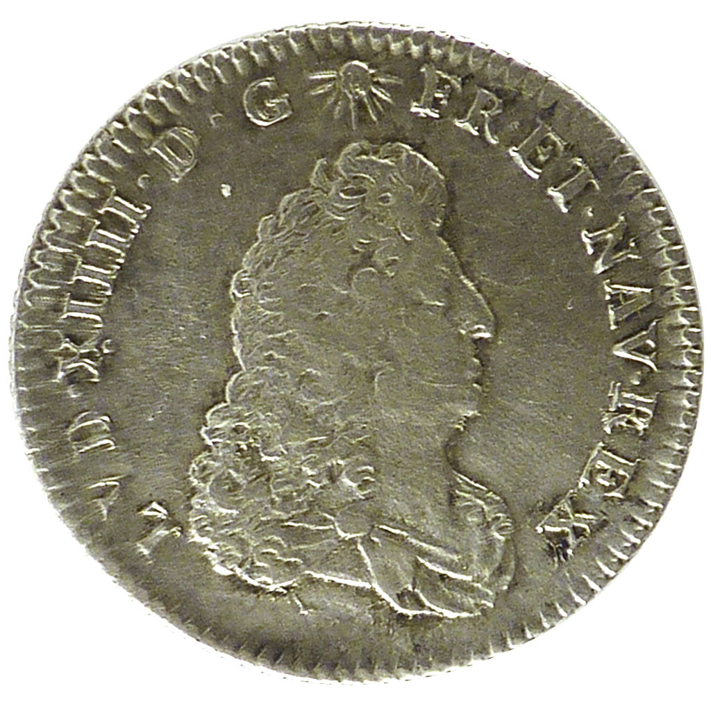 FRANCE, 1/8 Ecu, 1686, Lille, AU(50-53), Silver, Gadoury #130, 4.65