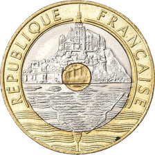 Coin, France, Mont Saint Michel, 20 Francs, 1995, EF(40-45), Tri-Metallic