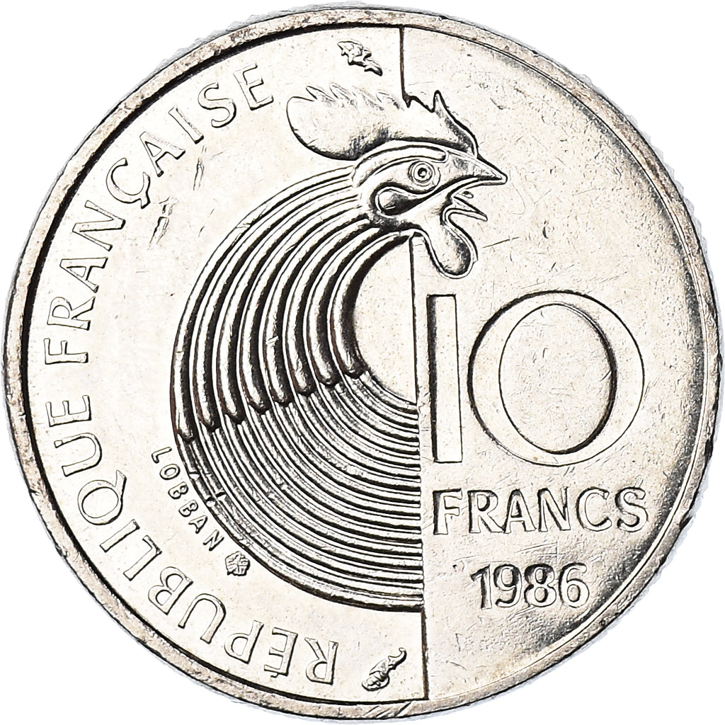 Moeda, França, 10 Francs, 1986, Paris, EF(40-45), Prata, KM:958a, Gadoury:825