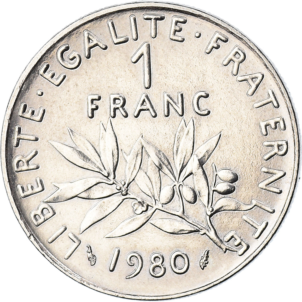 Moeda, França, Semeuse, Franc, 1980, Paris, MS(63), Níquel, KM:925.1