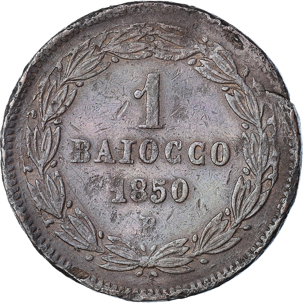 Moneta, STATI ITALIANI, PAPAL STATES, Pius IX, Baiocco, 1850, Roma, MB, Rame