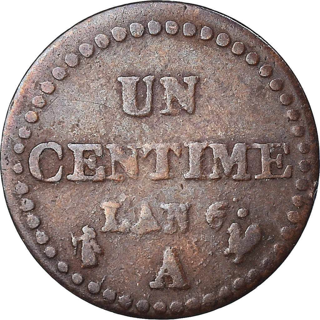 Coin, France, Dupré, Centime, AN 6, Paris, EF(40-45), Bronze, KM:646