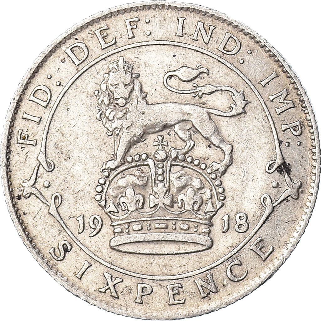 Coin, Great Britain, George V, 6 Pence, 1918, EF(40-45), Silver, KM:815