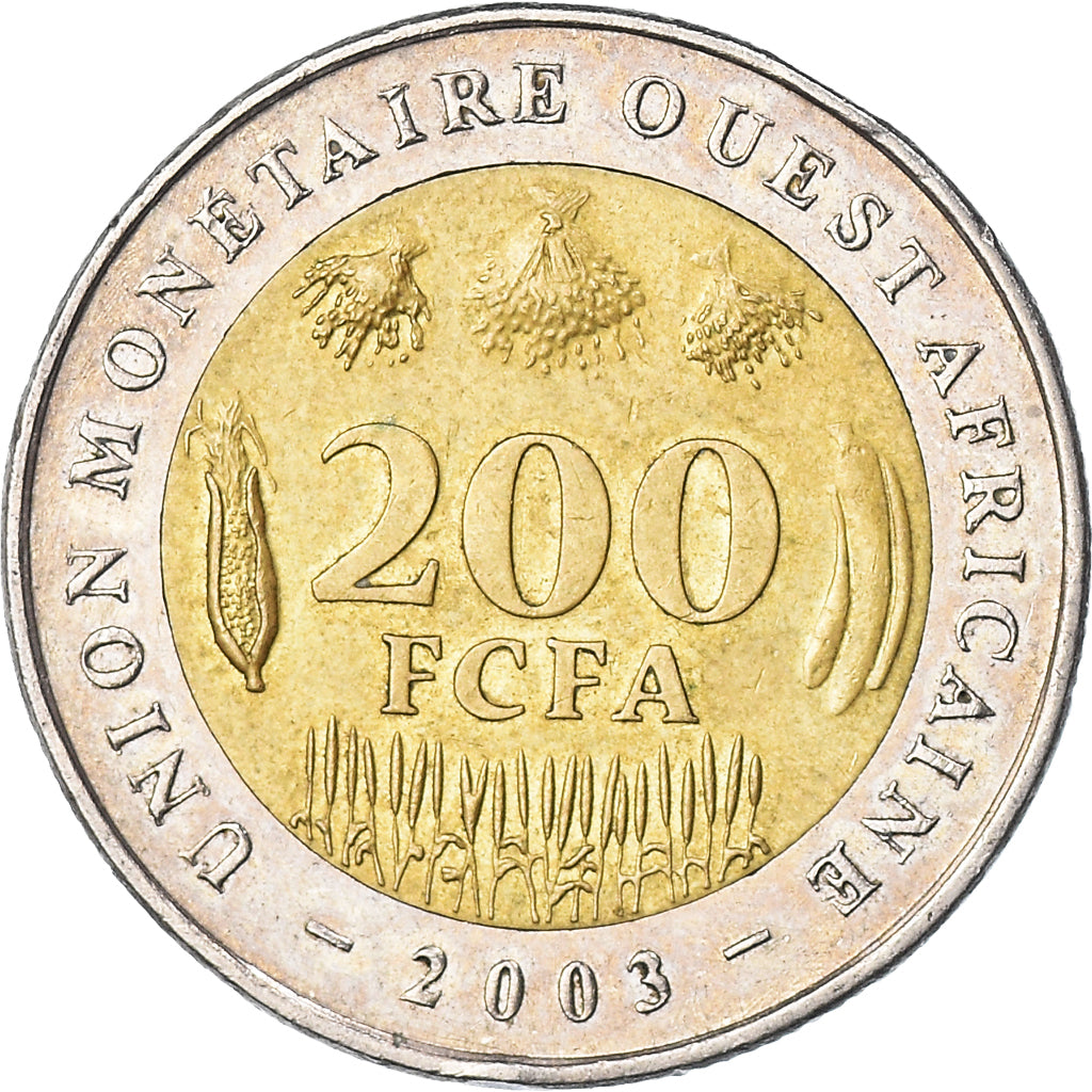 Coin, West African States, 200 Francs, 2003, Paris, EF(40-45), Bi-Metallic