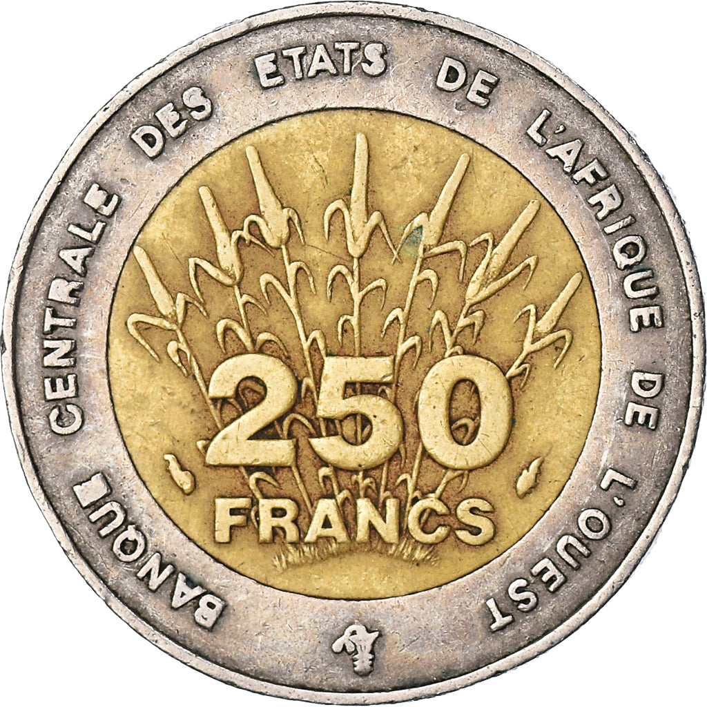 Coin, West African States, 250 Francs, 1993, EF(40-45), Bi-Metallic, KM:13