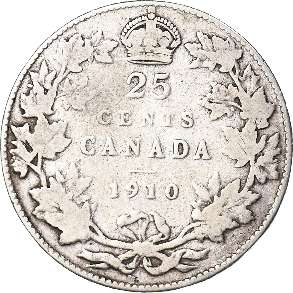 Coin, Canada, Edward VII, 25 Cents, 1910, Royal Canadian Mint, Ottawa