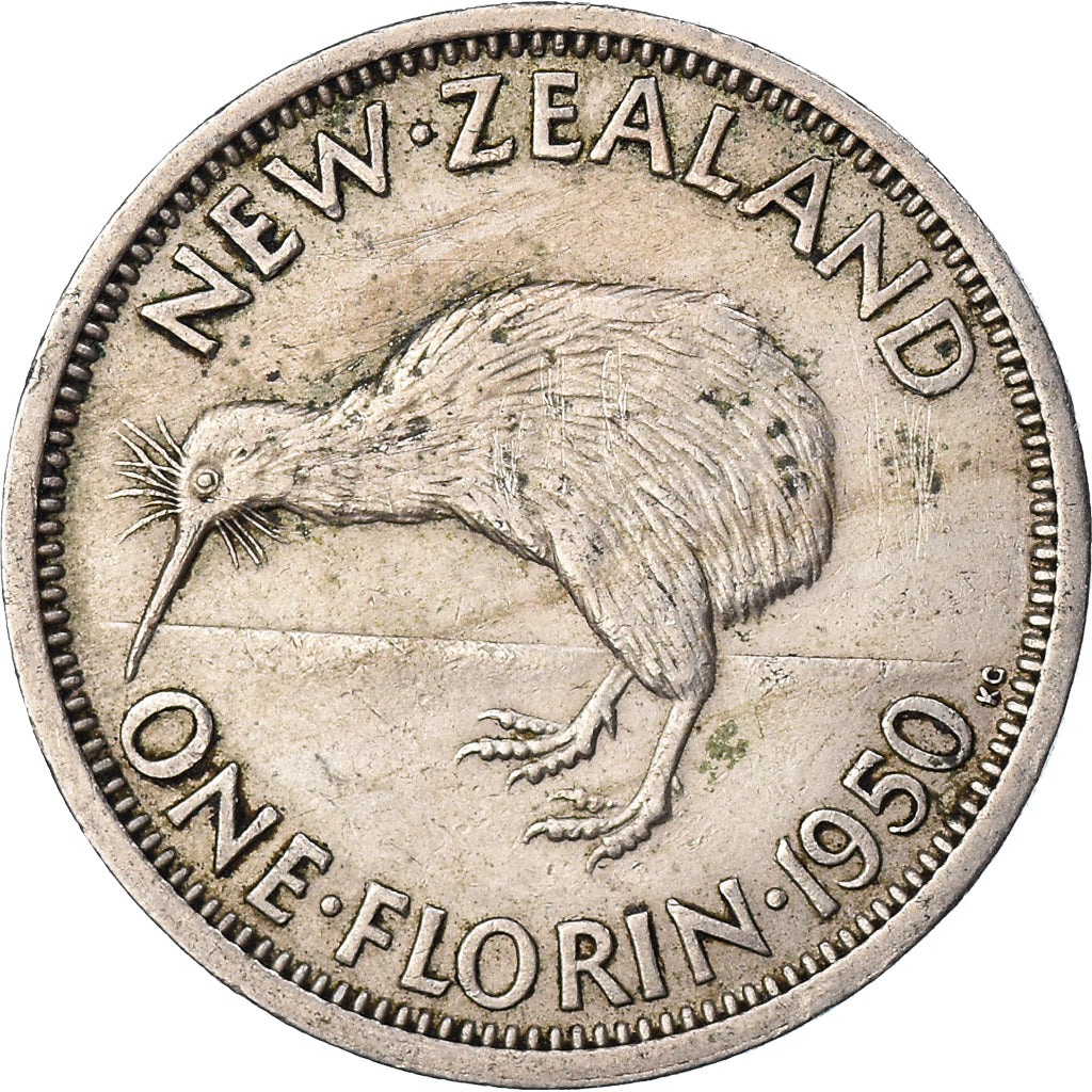 Moneda, Nueva Zelanda, George VI, Florin, 1950, MBC, Cobre - níquel, KM:18