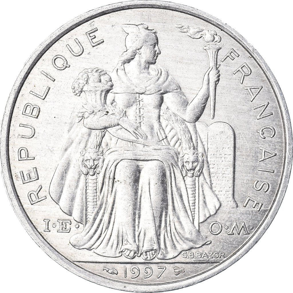 Coin, French Polynesia, 5 Francs, 1997, Paris, MS(63), Aluminum, KM:12