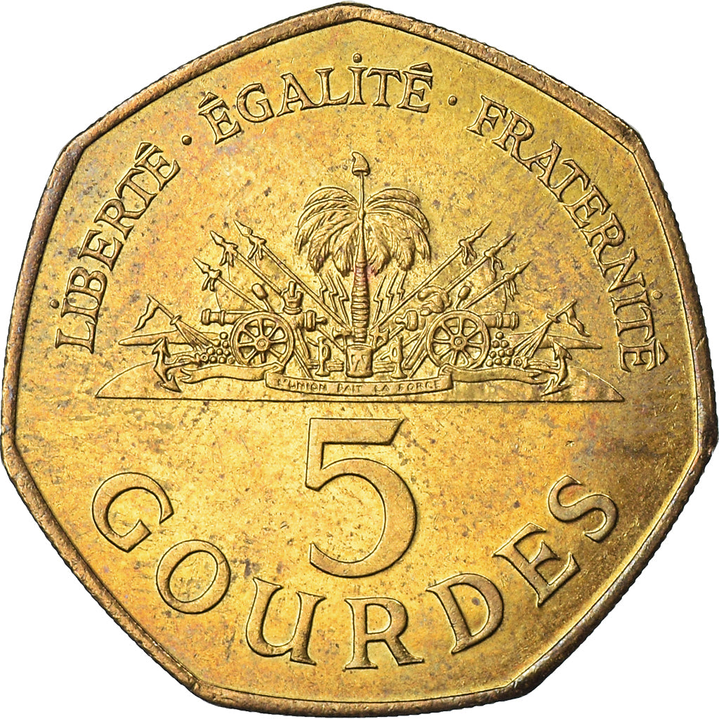 Monnaie, Haïti, 5 Gourdes, 1995, TTB, Brass plated steel, KM:156