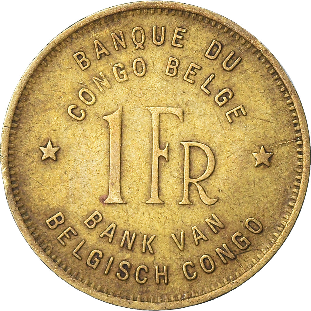 Coin, Belgian Congo, Franc, 1944, EF(40-45), Brass, KM:26