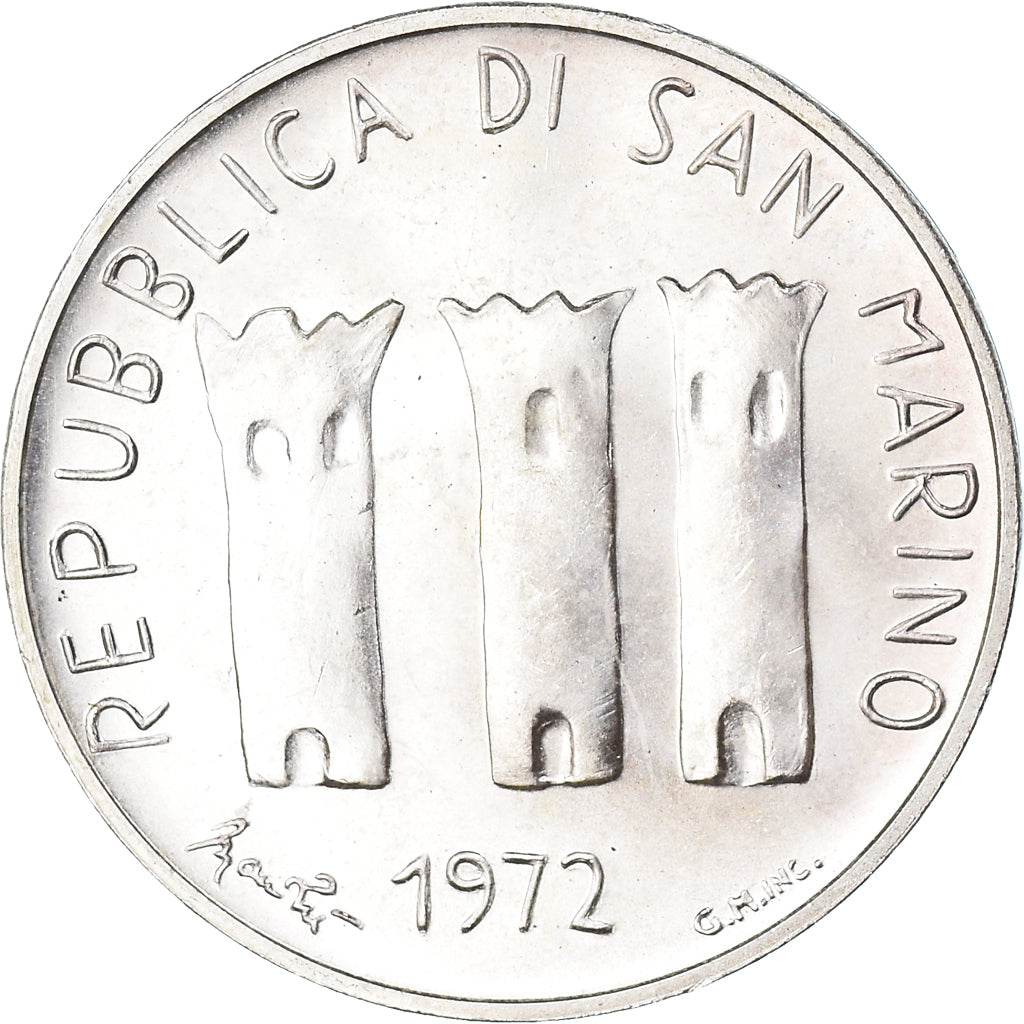 Coin, San Marino, 500 Lire, 1972, Rome, FDC, MS(65-70), Silver, KM:21