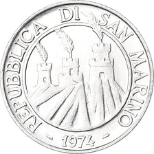 Coin, San Marino, 10 Lire, 1974, Rome, FDC, MS(65-70), Aluminum, KM:33