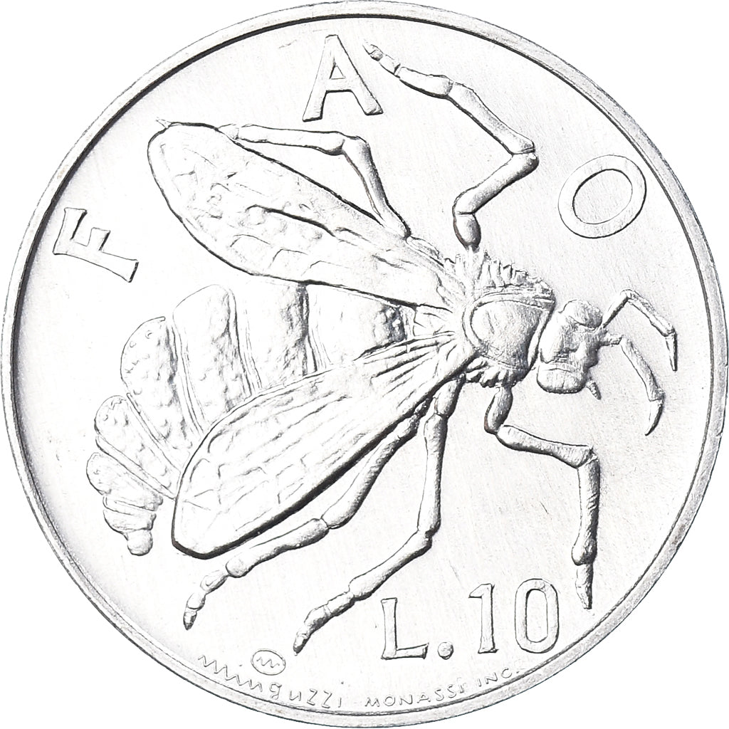 Coin, San Marino, 10 Lire, 1974, Rome, FDC, MS(65-70), Aluminum, KM:33