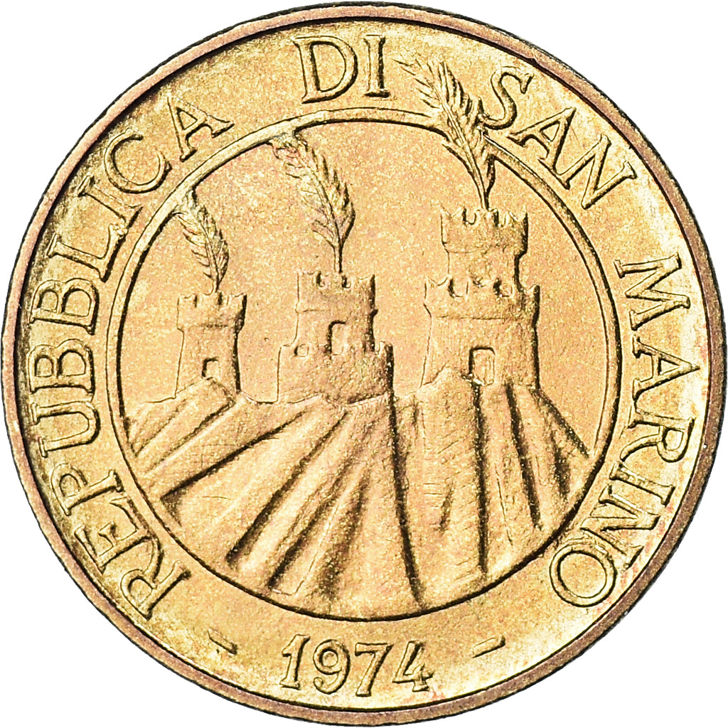 Coin, San Marino, 20 Lire, 1974, Rome, FDC, MS(65-70), Aluminum-Bronze, KM:34