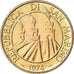 Coin, San Marino, 20 Lire, 1974, Rome, FDC, MS(65-70), Aluminum-Bronze, KM:34