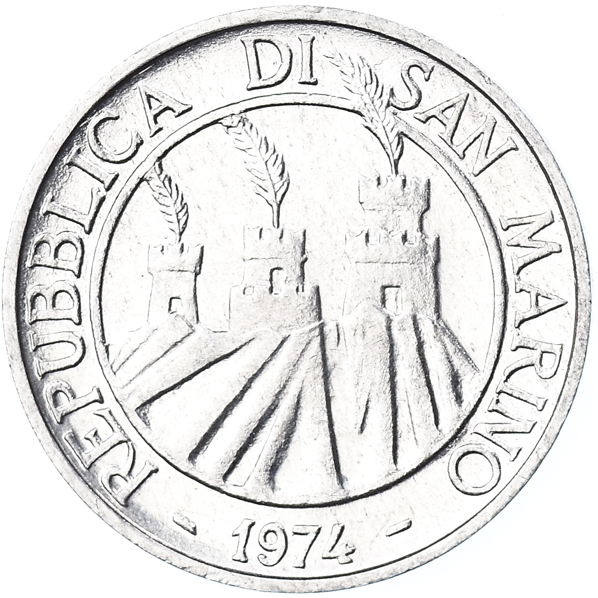 Coin, San Marino, 5 Lire, 1974, Rome, FDC, MS(65-70), Aluminum, KM:32