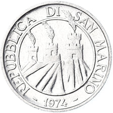 Coin, San Marino, 5 Lire, 1974, Rome, FDC, MS(65-70), Aluminum, KM:32