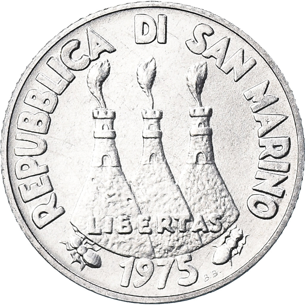 Moneda, San Marino, 2 Lire, 1975, FDC, FDC, Aluminio, KM:41