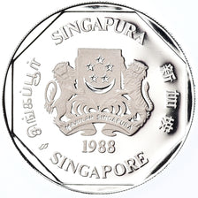 Coin, Singapore, Dollar, 1988, Singapore Mint, BE, MS(65-70), Silver, KM:54c
