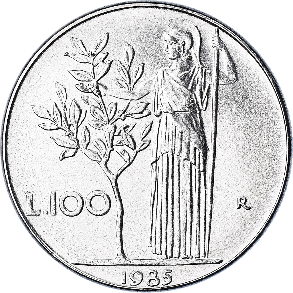 Coin, Italy, 100 Lire, 1985, Rome, BU, MS(65-70), Stainless Steel, KM:96.1