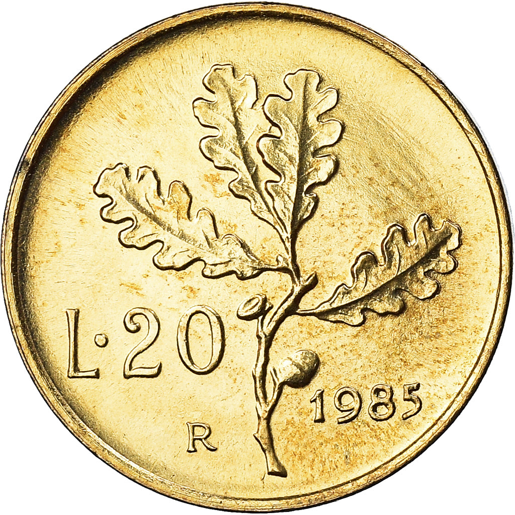 Munten, Italië, 20 Lire, 1985, Rome, BU, FDC, Aluminum-Bronze, KM:97.2