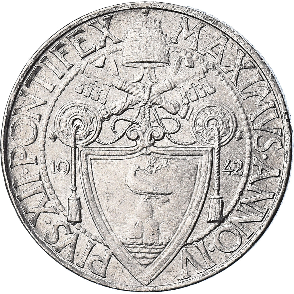 Coin, VATICAN CITY, Pius XII, 50 Centesimi, 1942, Roma, MS(63), Stainless Steel