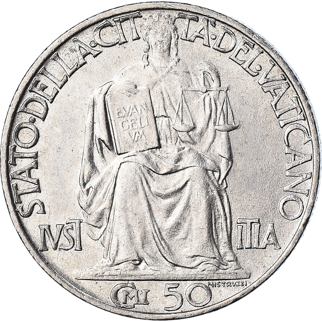 Coin, VATICAN CITY, Pius XII, 50 Centesimi, 1942, Roma, MS(63), Stainless Steel