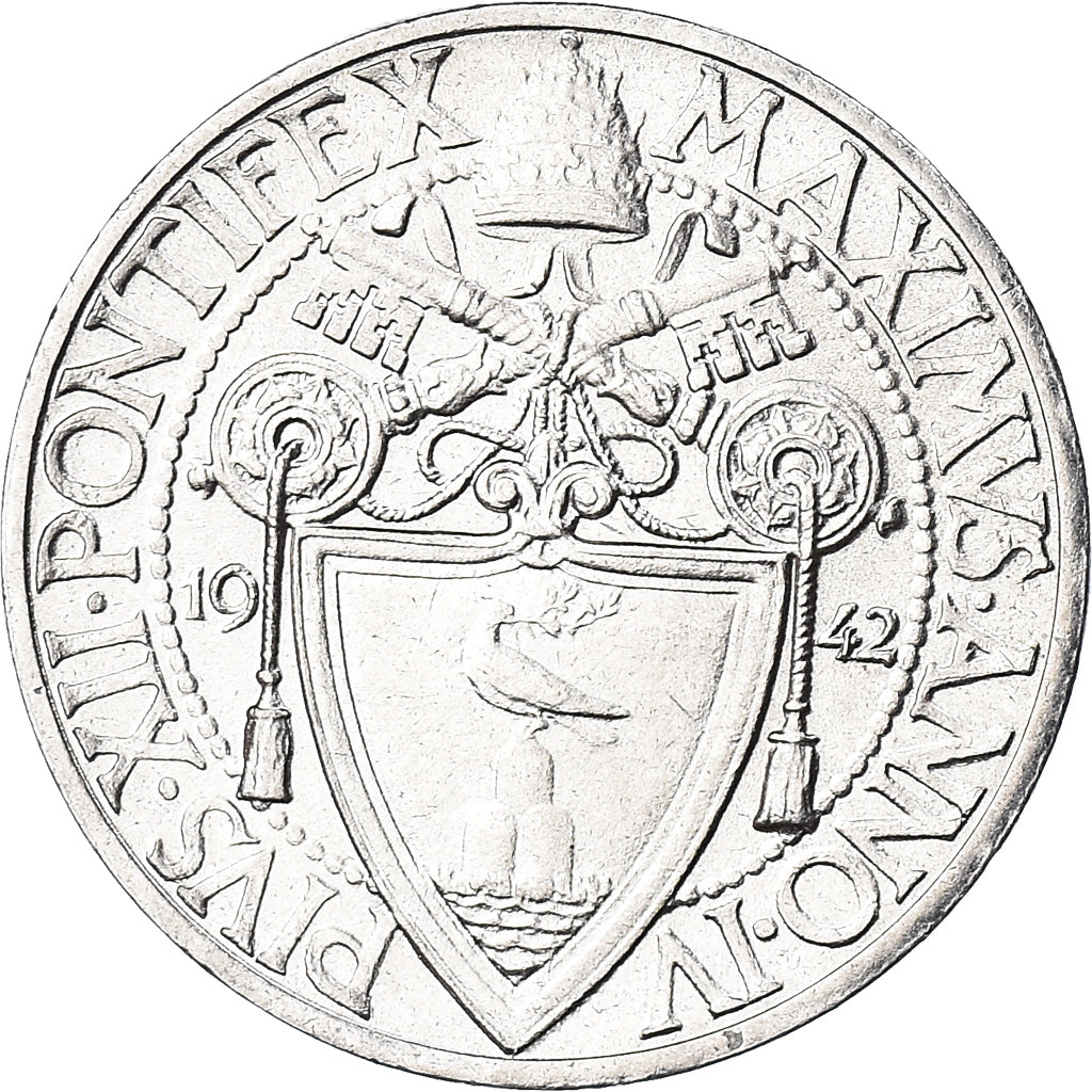 Coin, VATICAN CITY, Pius XII, 20 Centesimi, 1942, Roma, MS(63), Stainless Steel